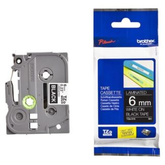 Brother Laminated Tape - TZ315 - 6mm - White on Black