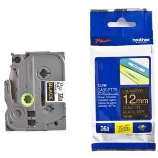 Brother Laminated Tape - TZ334 - 12mm - Gold on Black