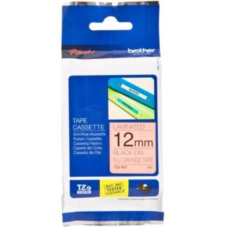 Brother Laminated Fluorescent Tape 5M - TZE B31 - 12mm - Black on Orange