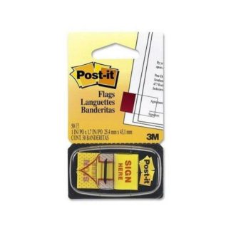 3M Post-it Flags - 25.4x43.6mm - Sign Here - 50 flags per pack - Yellow