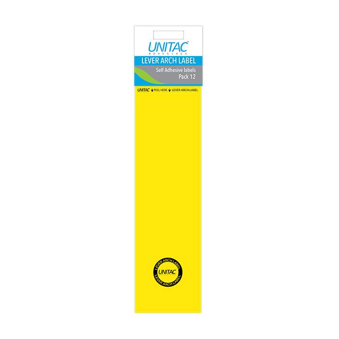 Unitac Labels Unitac Lever Arch Labels - 12's - Neon Yellow | Ink and Office Supplies